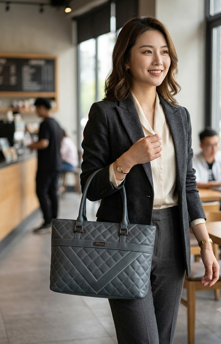 Jessica Clarke Premium Grey Quilted Work Tote