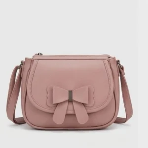 Elegant Blush Pink Bow-Detail Crossbody Sling Bag