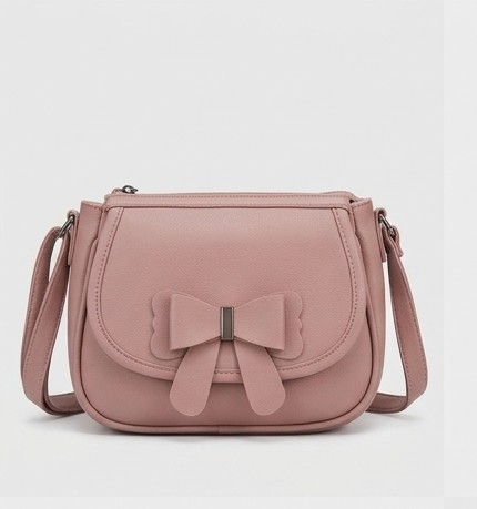 Elegant Blush Pink Bow-Detail Crossbody Sling Bag
