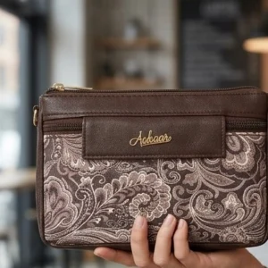 Women's Brown Floral Tapestry Crossbody Sling Bag