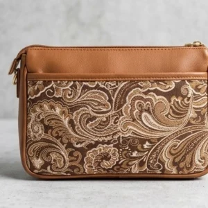 Women's Brown Vintage Tapestry Crossbody Bag