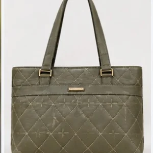 Elegant Olive Green Quilted Tote Bag