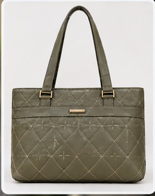 Elegant Olive Green Quilted Tote Bag