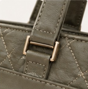 Elegant Olive Green Quilted Tote Bag - Image 3