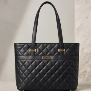 Boutique Classic Quilted Black Tote Bag