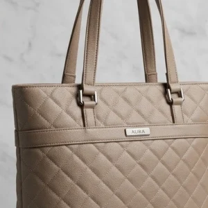 Women's Quilted Pebbled Tote Bag - Taupe Pricing