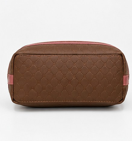 Women's Textured Geometric Shoulder Tote Bag - Brown & Pink - Image 2