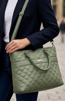 Premium Quilted Laptop Tote Bag - Sage Green Pricing - Image 3