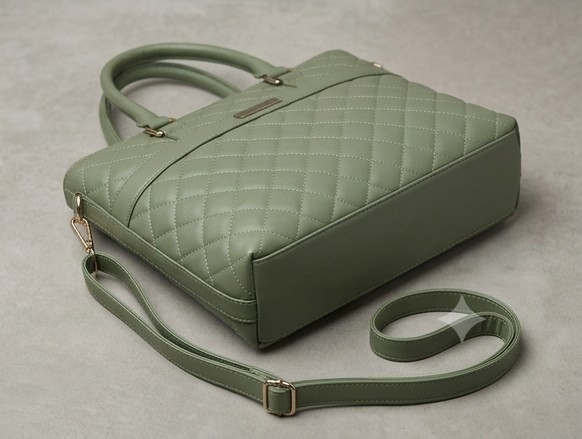 Premium Quilted Laptop Tote Bag - Sage Green Pricing - Image 4