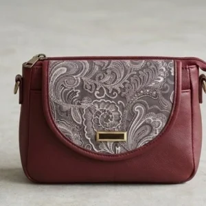 Elegant Maroon Jacquard Crossbody Sling Bag for Women