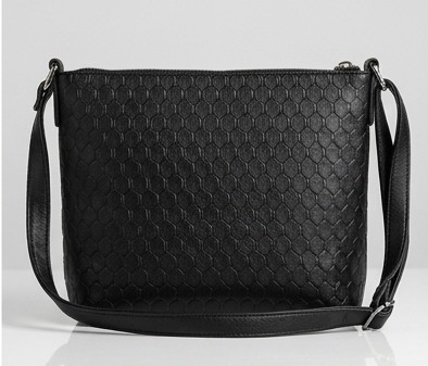 Textured Black Crossbody Bag with Mauve Accent Stripes - Image 5